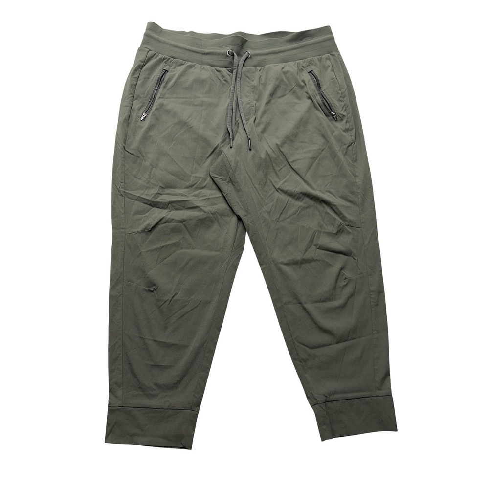 Athleta Trekkie‎ North Jogger Pants Womens 18 Green Zip Pocket Stretch Travel